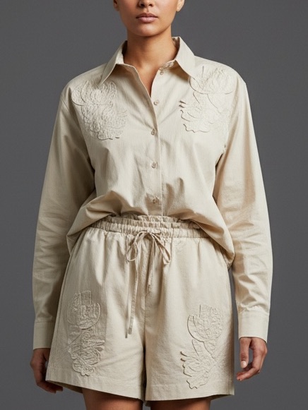 Gold Hawk Raffia Button Down